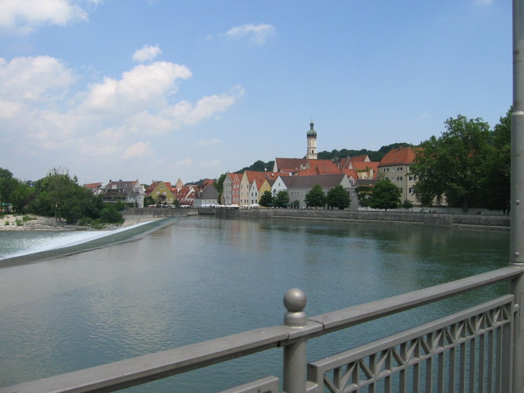 Landsberg am Lech's old town from river Lech